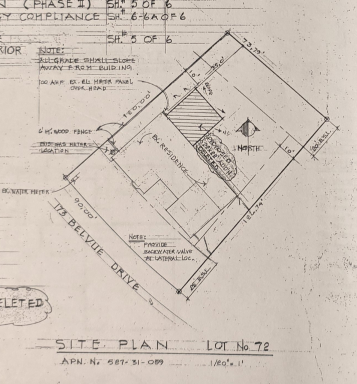 a site plan drawing for a modest house